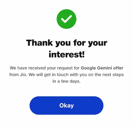 Jio का नया ऑफर, Gemini Pro 18 महीने के लिए फ्री, जानें कैसे करें एक्टिवेट 7 Offer ko activate karne ke bad welcome message Dikhai deta