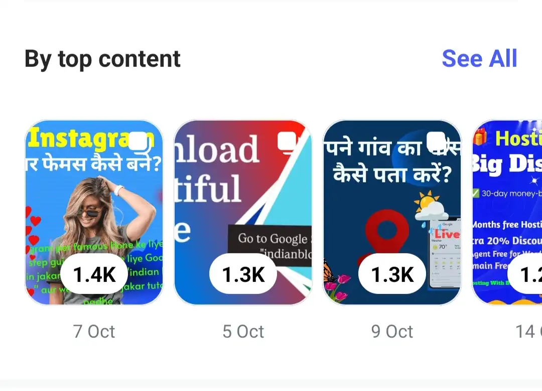 Instagram account grow kaise kare? (12 तरीके) 5 Instagram post views screenshot showing organic reach example