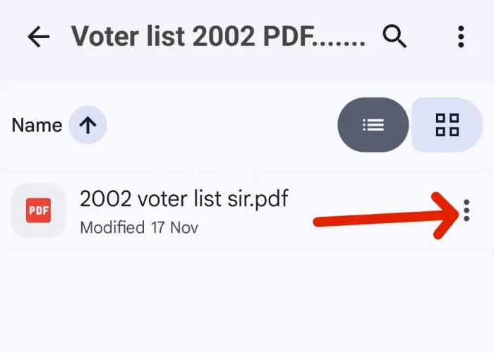 Rajasthan 2002 की Voter List कैसे निकाले मोबाइल से? जानें सबसे आसान तरीका 11 Google drive folder mein PDF Ke samne teen dots