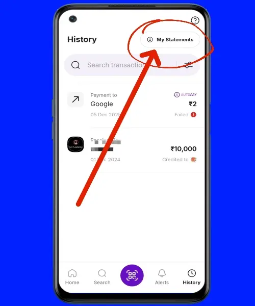 my statements button