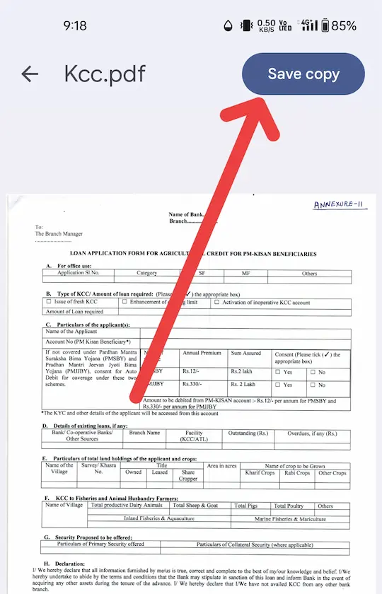 KCC Form क्या होता है? | Kisan Credit Card Application Form कैसे डाउनलोड करें तुरंत ऑनलाइन 8 save Copy of kcc pdf