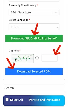 The option to download the draft list for the entire assembly constituency and by village is available.