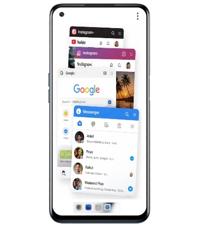 Mobile screen par multiple apps open hone ka multitasking example