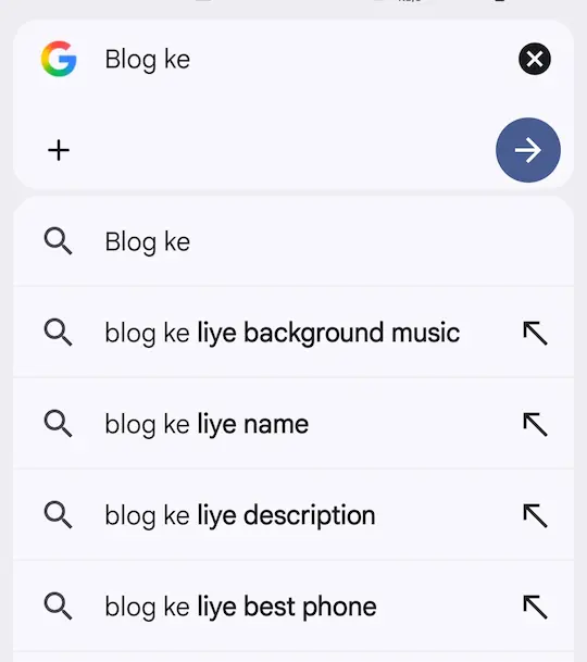 Google auto-suggesting words while typing in the search box.