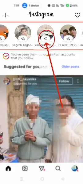 Instagram story me follow button