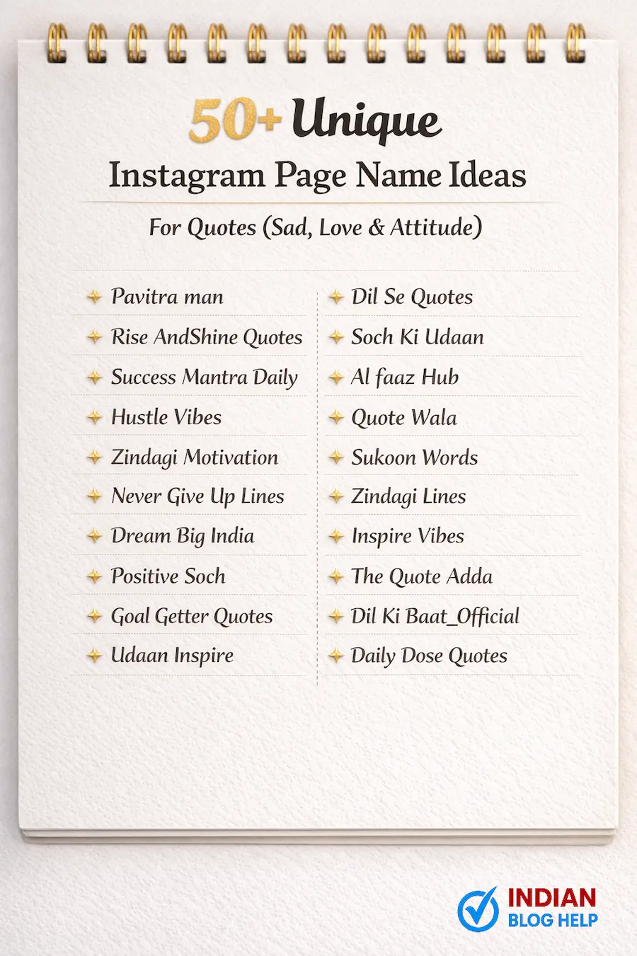 Instagram Page Ke Liye 50+ Name Ideas For Quotes (Sad, Love & Attitude) 4 Motivational quotes page name ideas