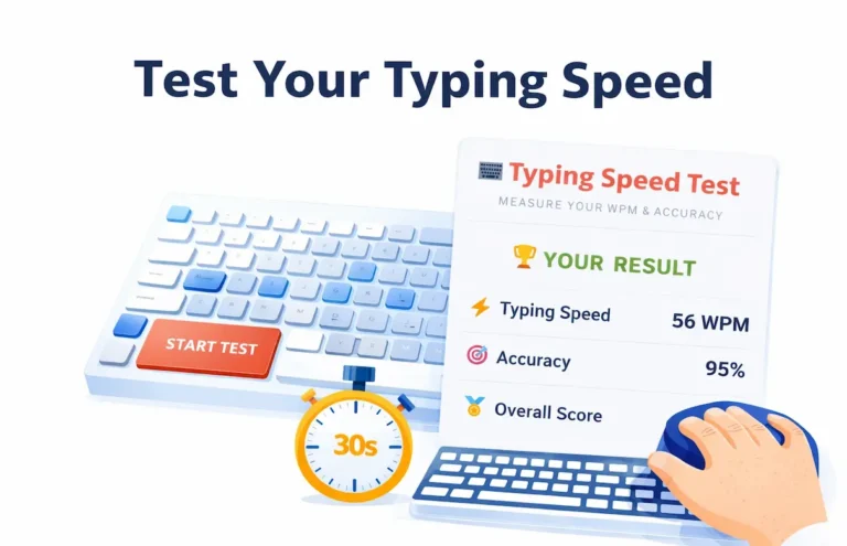 Free typing speed test online – 1 मिनट में अपनी Speed और Accuracy Check करें