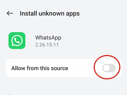 WhatsApp ko App install karne ki permission Deni