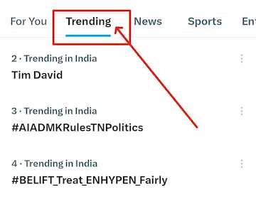 X me Trending section