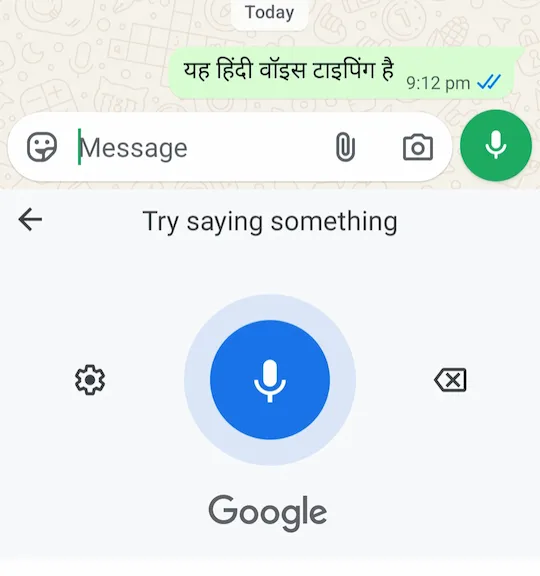 WhatsApp voice typing ho raha hai