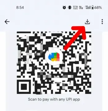 Google pay ka QR code download karne ka option