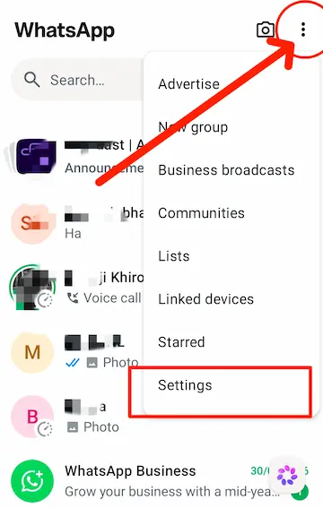 WhatsApp Username Reservation क्या है और Username Reserve कैसे करें? (Step by Step) 2 WhatsApp right side mein 3 dots aur setting