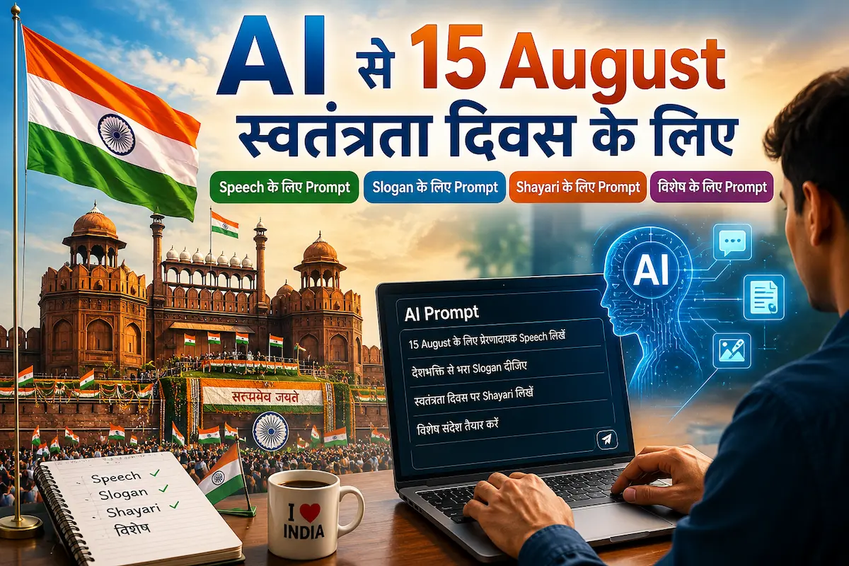 15 अगस्त के लिए AI Prompts से Speech और Slogan कैसे बनाएं? 1 15 अगस्त के लिए AI Prompts से Speech और Slogan कैसे बनाएं?
