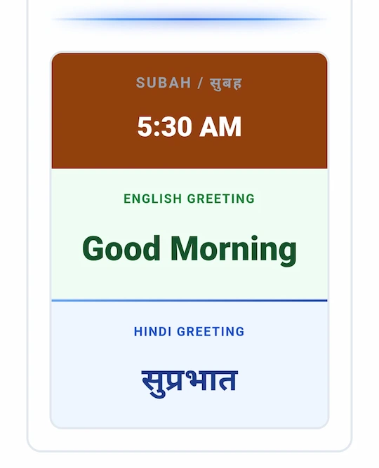 Subah 5 bajkar 30 minut per abhivadan mein kya bolate Hain?